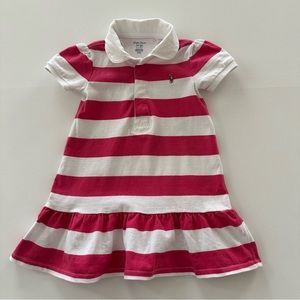 Ralph Lauren 24 Months Baby Girl Pink Stripe Polo Dress Spring Summer